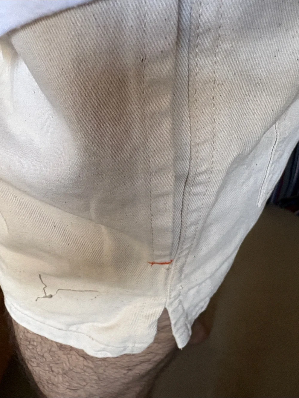 Men's Cream Cotton Casual Shorts by RICK MAJORS. Medium. Made in the USA
